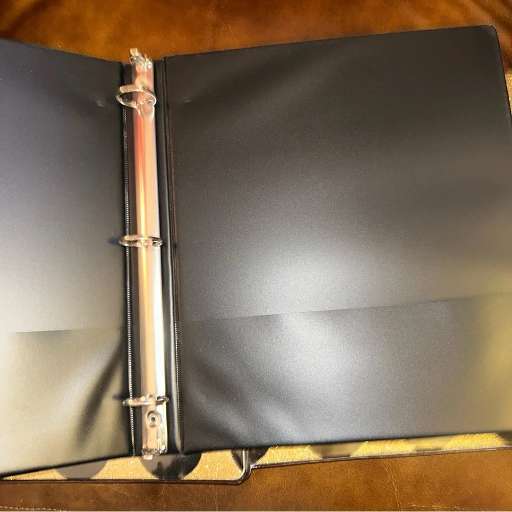 Studio C Glittery Gold and Black Binder 1” with pockets on inside new (x3)